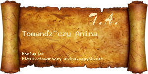 Tomanóczy Anina névjegykártya